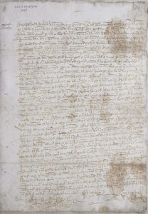 Primer documento que conserva el archivo, 1507. Servicio de Archivo y Documentación del Ayuntamiento de Gijón.